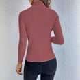 thumbnail image 4 of Womens Long Sleeve Turtleneck Sweaters Ribbed Knit Pullover Tops Slim Fit Basic Casual Comfort Soft Outfits Watermelon Red M, 4 of 6