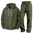 thumbnail image 2 of MXALUOB Track Suits for Men Waffle Knit Full Zip Hoodie with Pocket & Elastic Waist Open Bottom Pant 2 Piece Set Athletic Jogging Activewear, 2 of 7
