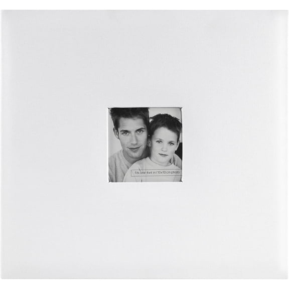 Expandable 10-Page Fabric Scrapbook Album with Photo Opening Cover and 12 x 12 Inch Pages, 13.5 x 12.5 Inch, White
