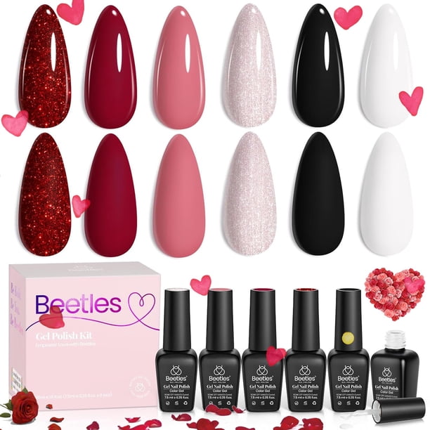 Esmalte de uñas en gel Beetles Spring Queen of Hearts, juego de 6 colores
