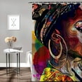 thumbnail image 2 of Orinice Woman with Hoop Earrings Bathroom Decor Set Colorful Luxurious Graphic Print Polyester Fabric Chic Modern Shower Curtain with Hooks 69x72, 2 of 7