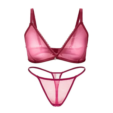 

Varsbaby Women s Wire Free Bra Underwear and G-string Lingerie Set