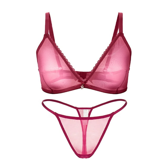 Varsbaby Ensemble de Lingerie Soutien-Gorge Sans Armature et String pour Femmes
