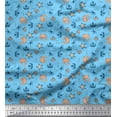 thumbnail image 1 of Soimoi Silk Fabric Anchor Hook,Crab & Starfish Ocean Print Sewing Fabric Yard 42 Inch Wide, 1 of 1