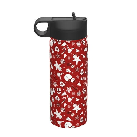 

Ocsxa Red Christmas Cheer. Print 18 oz Insulated Water Bottle With Straw Stainless Steel Sports Water Cup Flask Wide Mouth Travel Thermal Mug for Home Office or Car