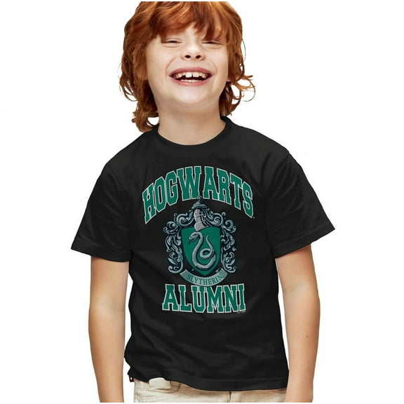Harry Potter Hogwarts Syltherin Alumni Kids T Shirt for Youth Boys and Girls, Black, Large