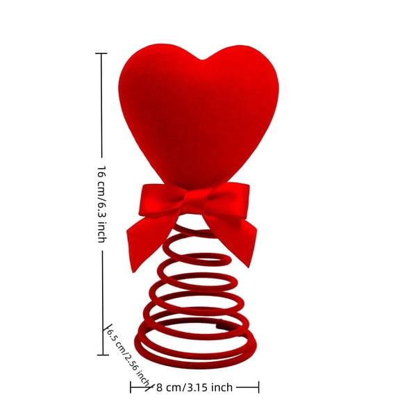 3.15x6.3 Inch Red Heart Shaped Valentine's Day Tree Topper Ornament ,2Pcs Mini Holiday Decoration Love Ornament with Spiral Base for Valentines Day Party Holiday Ornament Home Decoration(Red)