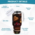 thumbnail image 2 of Yayeee 40oz Stainless Steel Tumbler with Straw and Handle Double-Wall Insulated Travel Water Bottle, Chocolate Cakes, 2 of 8