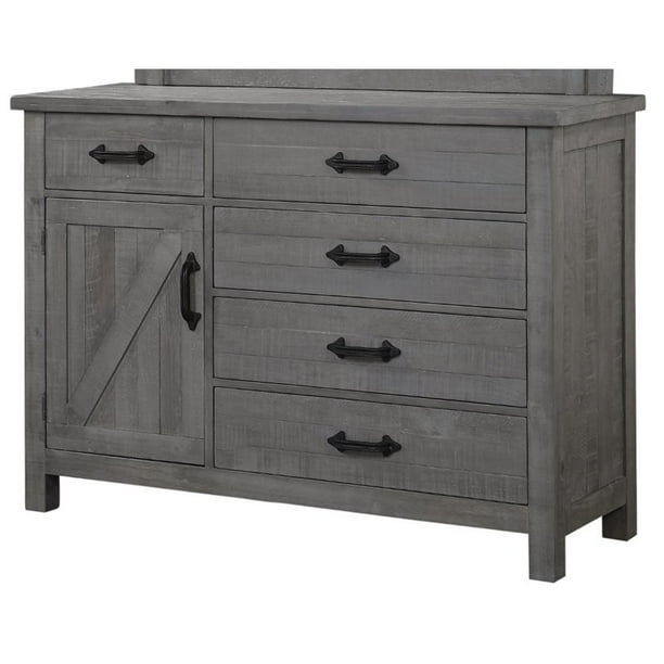 Modus Furniture Austin Five Drawer One Door Solid Wood Chesser, Rustic