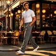 thumbnail image 2 of GrmtClth Sweatpants For Men Straight Leg Open Bottom Loose Fit Drawstring Waist Side Pockets Lightweight Gym Casual Lounge Trousers Dark Gray L, 2 of 5