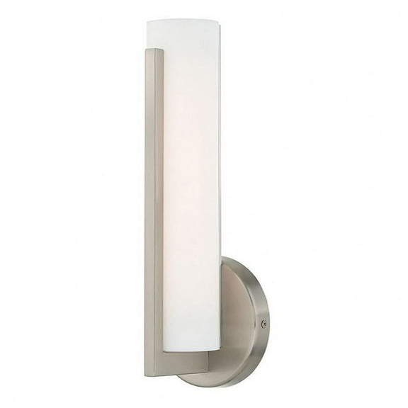 1 Light Led Modern Steel Ada Wall Mount with Satin White Glass-12 inches H By 4.38 inches W-Brushed Nickel Finish Bailey Street Home 218-Bel-3110570