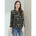thumbnail image 3 of INSPIRE CHIC Women's Long Sleeves Tie Neck Ruffle Collar Floral Print LeisureTop, 3 of 6