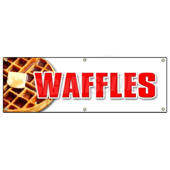 Waffles Banner 18" X 48" Heavy Duty 13 Oz Vinyl Banners with Grommets Single Sided