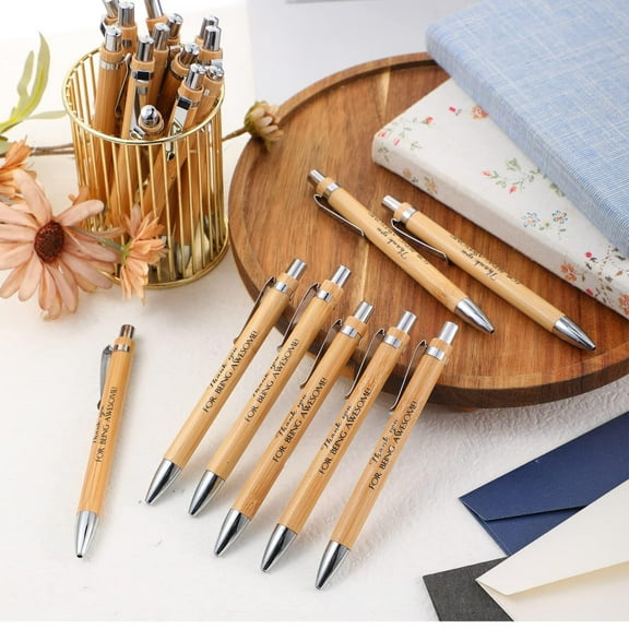 HOARBOEG Inspirational Pen Set, Bible Verse Wooden Pens, Bamboo Ballpoint Pens for Writing, Office Supplies, Christian Gifts, Journaling and Daily Encouragement (10 Pens)