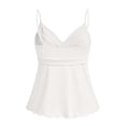 thumbnail image 5 of Women's Babydoll Tops Sleeveless V Neck Peplum Crop Wrap Top Cute Summer Tie Front Camisole, XL, 5 of 5