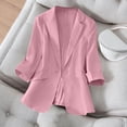 thumbnail image 6 of FRSASU Womens Fashionable and Comfortable Casual Blazers Long Sleeve Lapel Button Slim Work office Blazer Jacket Pink, 6 of 8