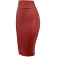 thumbnail image 2 of A2Y Women's Fitted Solid High Waist Back Slit Stretchable Midi Skirt Red 2XL, 2 of 5