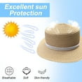 thumbnail image 4 of 52-54 cm hat circumference children's pearl top hat flat top wide brimmed sun hat summer foldable outdoor sunscreen sun hat - Khaki, 4 of 5