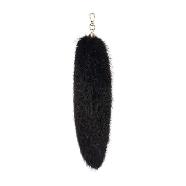 Llavero de peluche, colgante de piel sintética, adorno, adorable colgante peludo, coche Negro