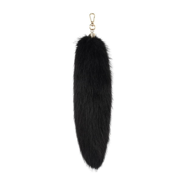 Llavero de peluche, colgante de piel sintética, adorno, adorable colgante peludo, coche Negro
