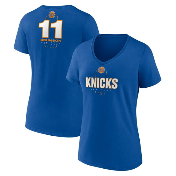 Women's Jalen Brunson Royal New York Knicks Behind The Back Name & Number V-Neck T-Shirt