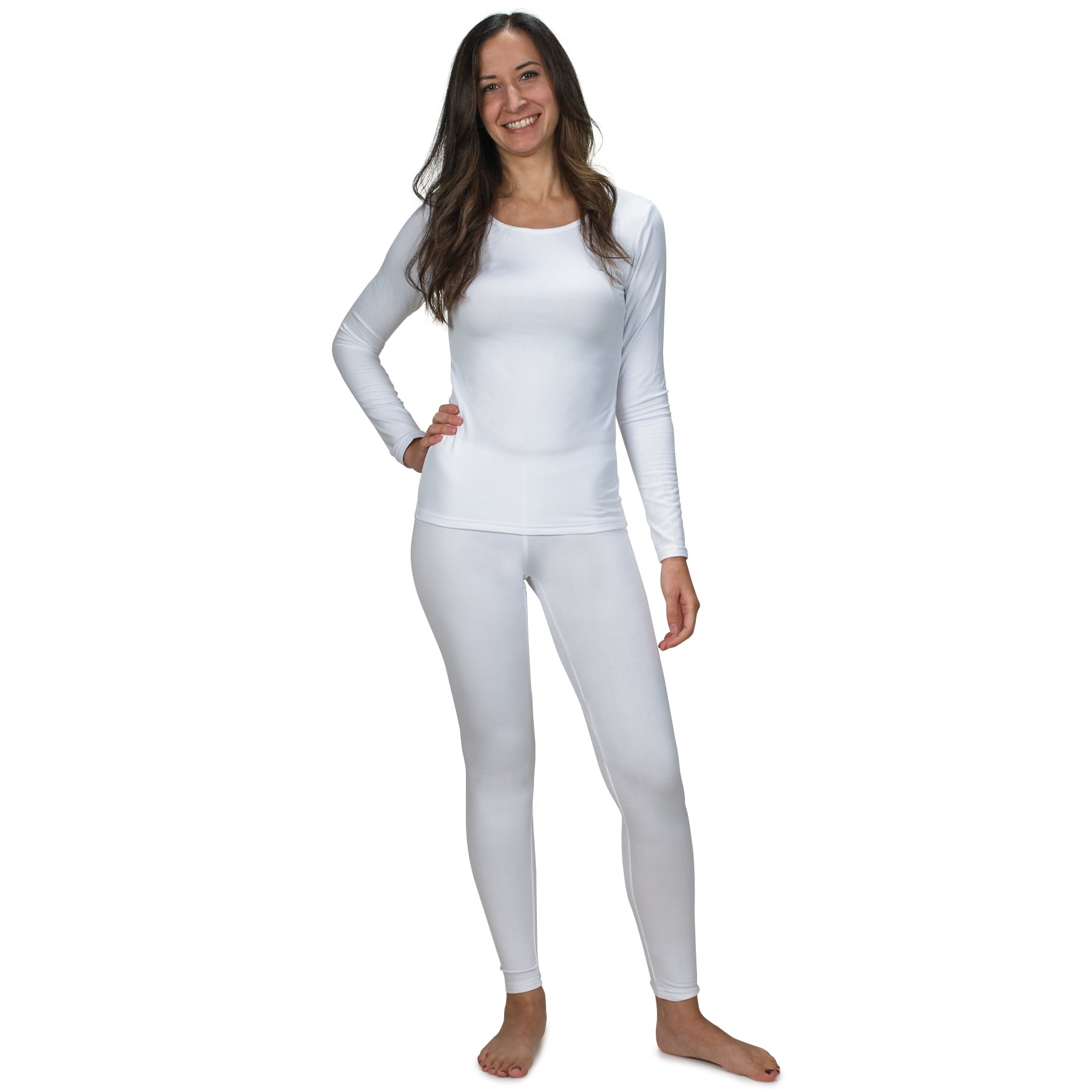 Wearslim® Women's Cotton Quilted Winter Lightweight Thermal Underwear, Long  Johns Bottom and Spaghetti Set with Fleece Lined Soft Warmer - Premium  White (Size - 4XL)