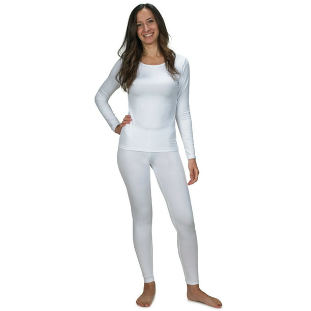 Women's Ultra Soft Thermal Underwear Long Johns Set with Fleece Lined  (White X Large)