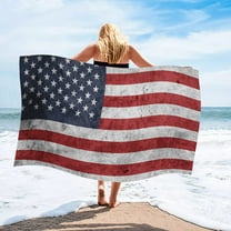 Quick Dry Microfiber Beach Towel 4th of July USA Independence Day Star Striped Print Soft Large Beach Towels Multipurpose for Summer Beach, Pool, Gym and Spa (30" x 60")