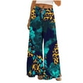 thumbnail image 2 of BiZtdJrK High Waisted Wide Leg Pants for Women Boho Printed Drawstring Loose Casual Pants Flowy Beach Vacation Pants with Pockets Multicolor M, 2 of 9