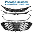 thumbnail image 4 of Kojem Front Bumper Grill Upper + Lower Grille for 2019 2020 Chevrolet Malibu Sedan Chrome 3PCS, 4 of 12