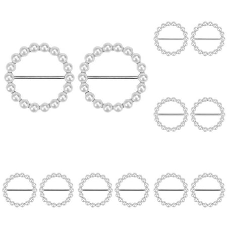 Stylish Fashion Scarf Clip With High End Clothing Accessory Ring Pearl And Rhinestone Decoration（silver） Replacements Shirt Overall Buckles Elastic Waist Pants for Men No Zipper down Jacket Patch