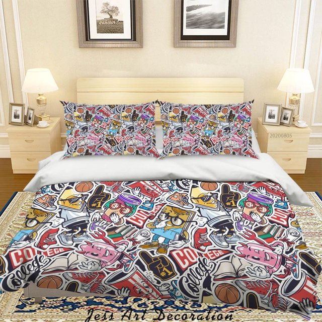 3D Catoon Rock Figure Sign Basketball Quilt Cover Set Bedding Set Duvet Cover