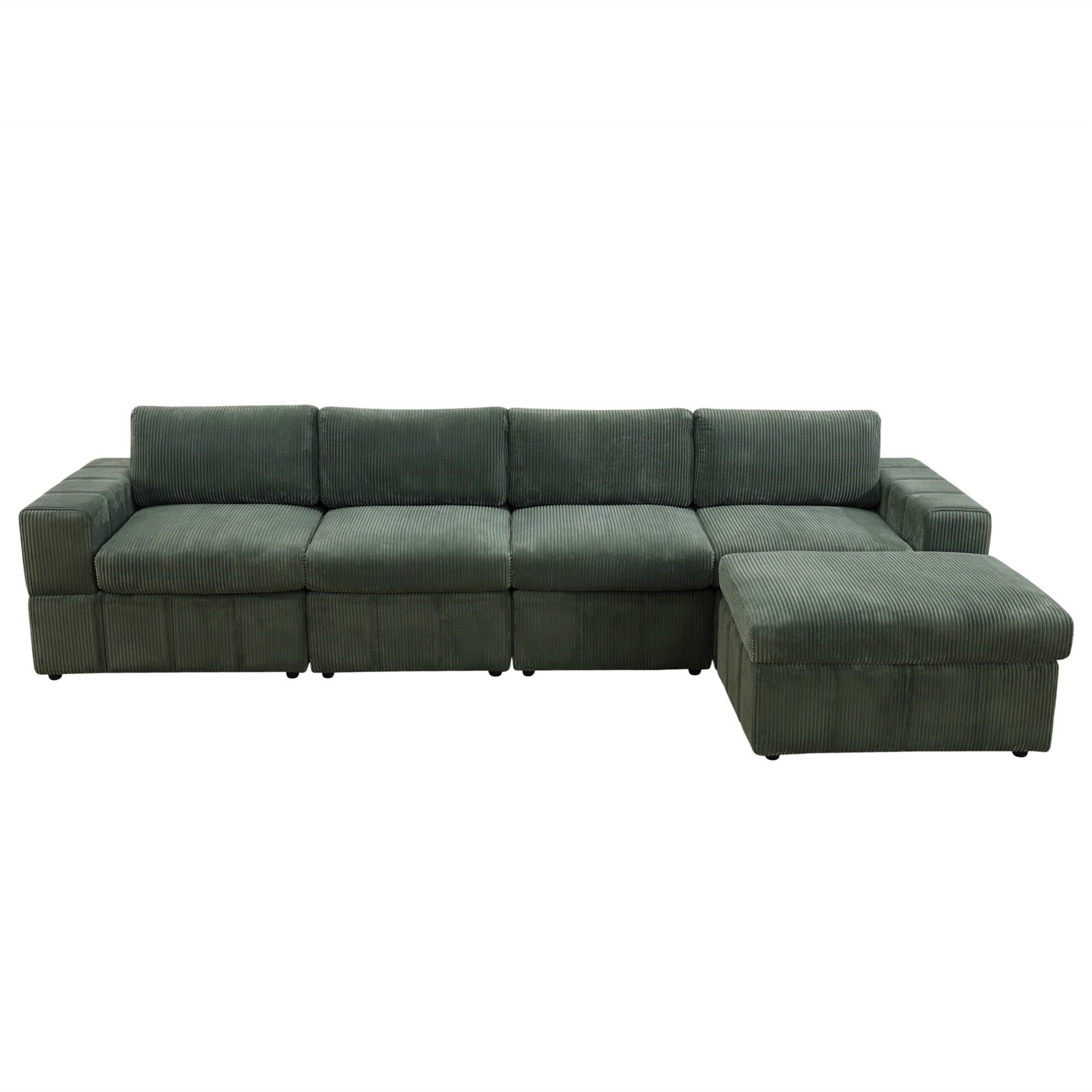 Aukfa Sectional Sofa, 138" Oversized Modular Couch with Ottoman for Living Room, Corduroy, Green
