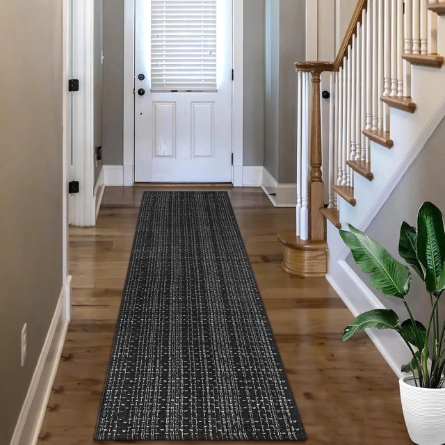 Seavish Kitchen Rugs Large Laundry Room Rug Boho Washable Runner Rug, 2'x8' Black and White Striped Rug Cotton Woven Extra Long Hallway Rug Outdoor Carpet Runner for Entryway Doorway Bedroom