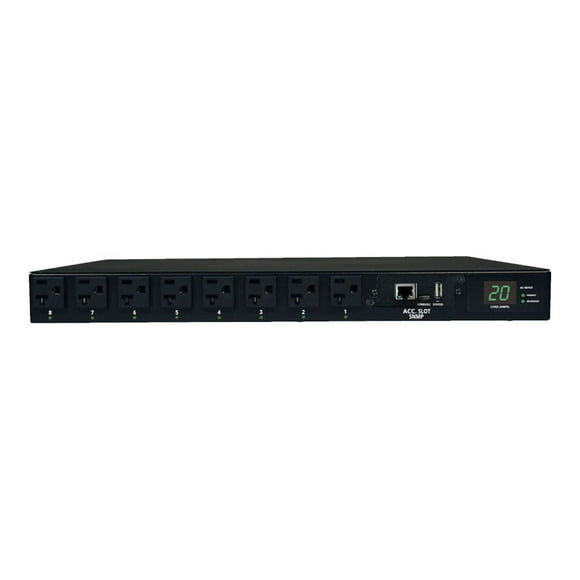Eaton Tripp Lite Series PDU Switched ATS 120V 20A 5-15/20R 16 Outlet L5-20P Horizontal TAA - Horizontal rackmount - power distribution unit (rack-mountable) - 20 A - AC 120 V - 1.9 kW - 2400 VA - Ethernet 10/100 - output connectors: 16 (NEMA 5-15/20) - 1U - black
