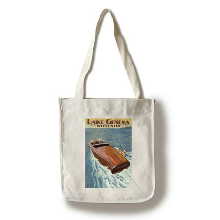 - Lake Geneva, Wisconsin - Chris Craft Wooden Boat - Lantern Press Artwork (100% Cotton Tote Bag - Reusable)