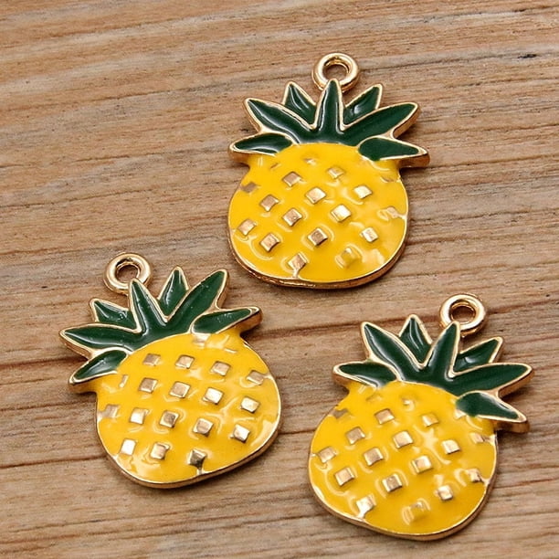 Accesorios de joyería de aleación KC colgante de aceite de gota de oro 10 frutas plátano manzana piña sandía