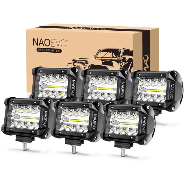 Paquete de 6 cápsulas de luz LED NAOEVO de 4 pulgadas, 360 W, 36 000 lúmenes, Spot Flood
