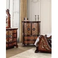 thumbnail image 2 of Traditional Dark Cherry Queen Size Bed Dresser Mirror Nightstands Chest 6pc Bedroom Set Gold Carved, 2 of 10