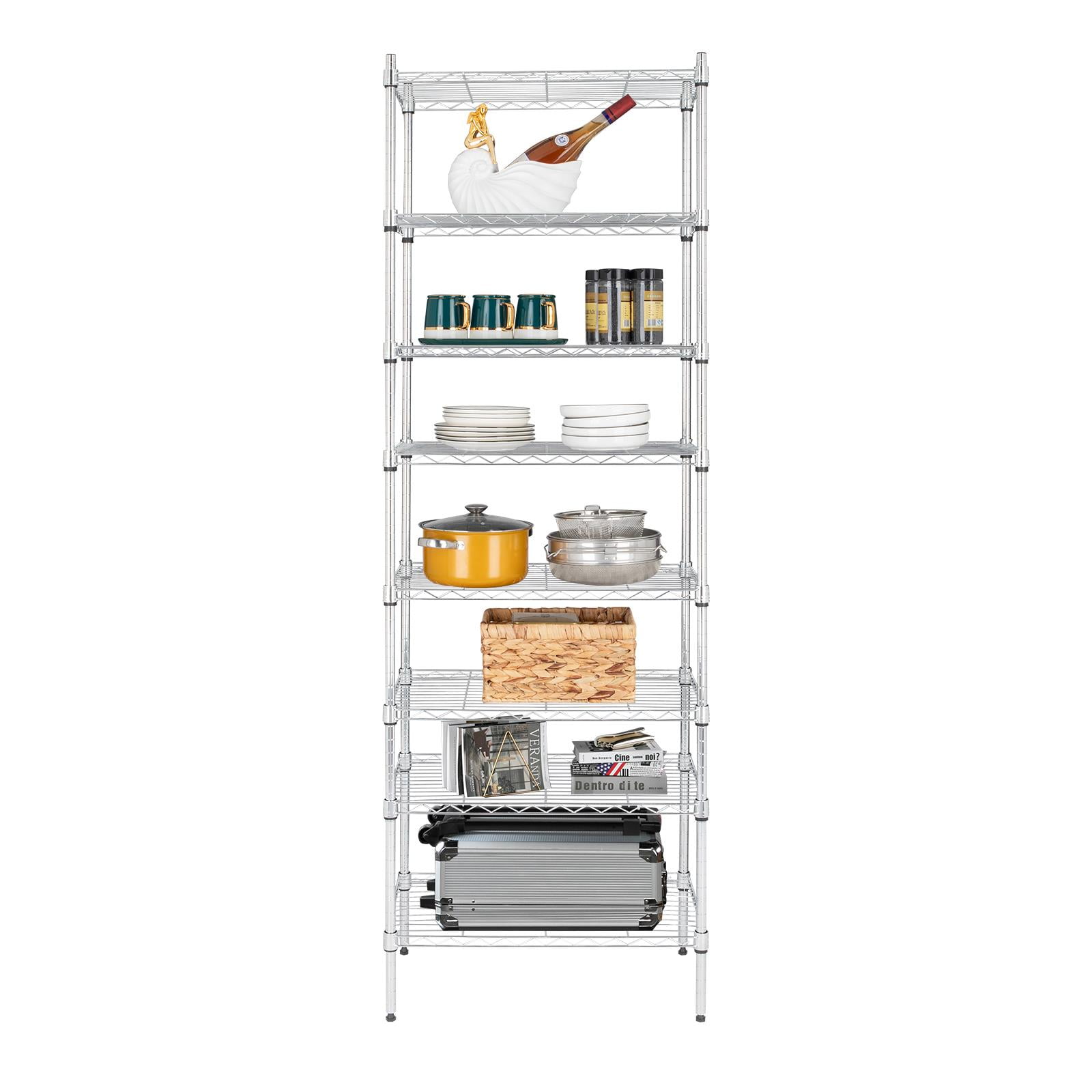 Zimtown 24"D x 14"W x 71"H Heavy Duty 8-Layer Wire Shelving System Chrome, Chrome