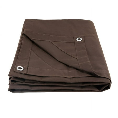 20 x 20 Dark Brown 12oz Canvas Tarp with Grommets - Water Resistant - Heavy Duty Canvas Tarps - Multipurpose Tarpaulin Cover for Canopy Tent Roof Camping Semi Trucks & Cargo
