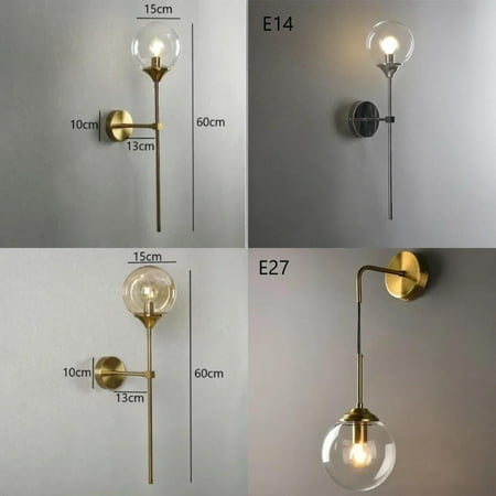 

WAGZOQN High-Quality Elegant and Stylish Nordic Glass Ball Wall Lamps with a Modern Golden and Sleek Chrome Finish - Perfect for Kitchen and Living Room Decor Featuring E14/E27 Lightin