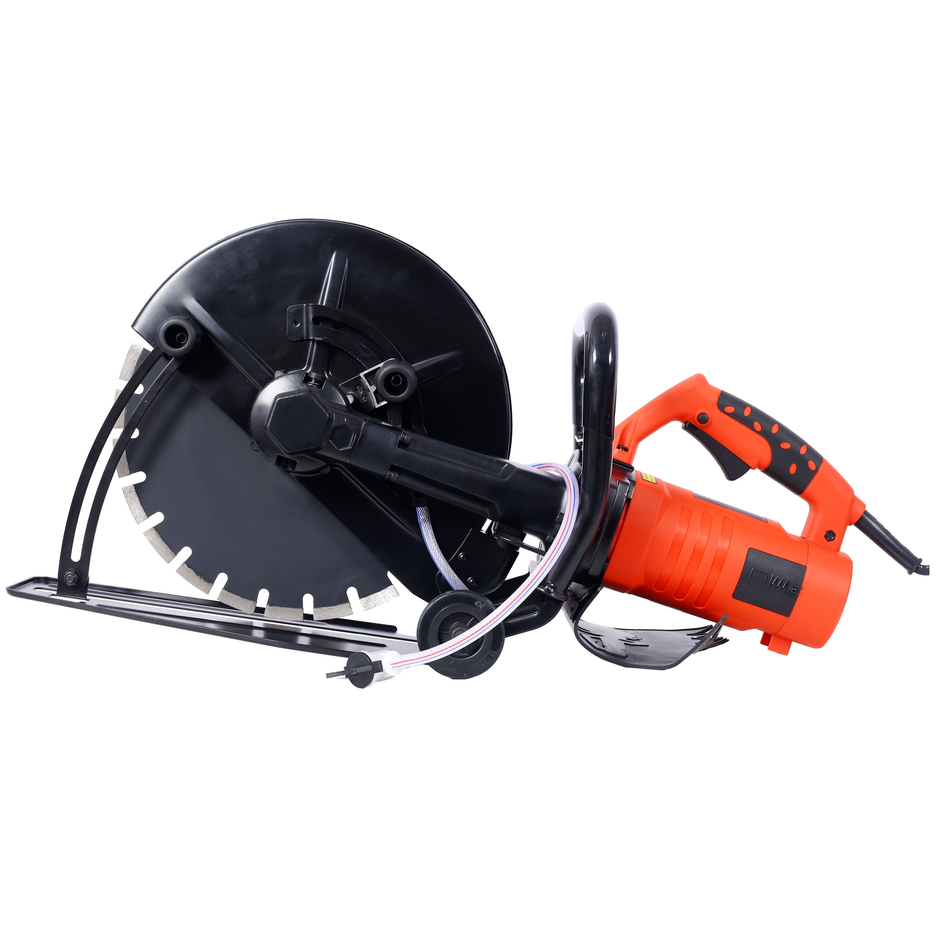 14" Electric Concrete Saw with Water Line Attachment - 2800W Wet/Dry Cutter with Guide Roller & Diamond Blade