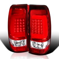 Spec-D Tuning Red LED Bar Tail Lights Compatible with 1999-2002 Chevy Silverado GMC Sierra 1500/2500/3500 Models, Left   Right Pair Assembly