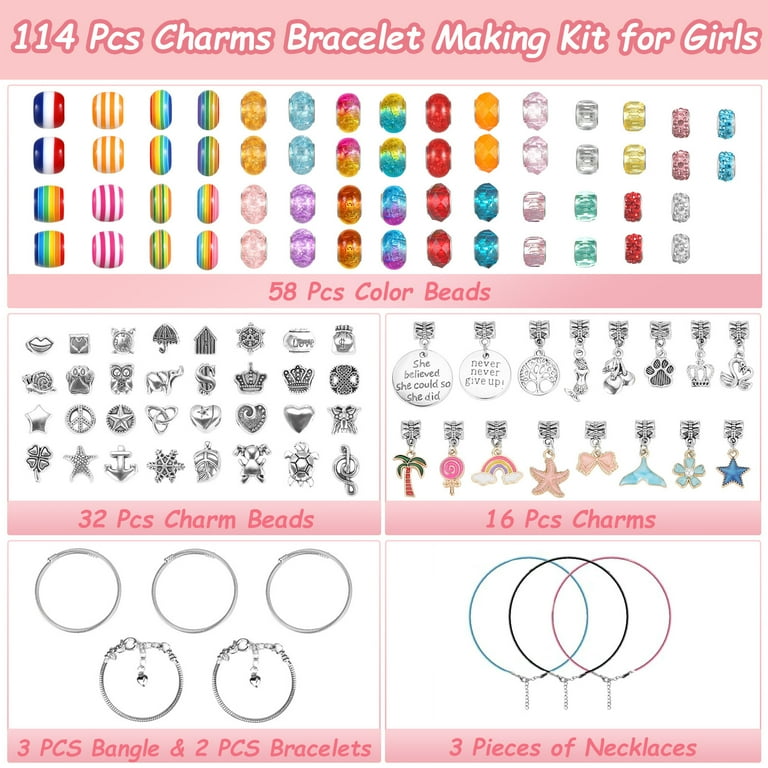 Arts and Crafts for Kids, Flat Clay Beads for Jewelry Bracelet Making Kit,  Toys for Girls 6 7 8 9 10 11 Years Old 