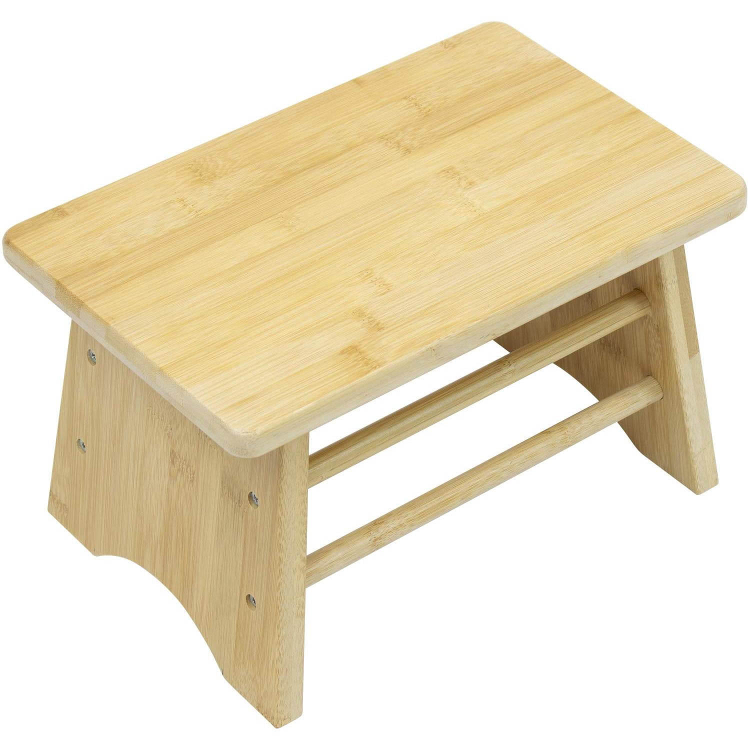 Sorbus Bamboo Step Stool for Kids & Adults, Non-Slip Wooden Bathroom Step Stool, Natural