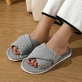 thumbnail image 5 of Willtoo Womens Slippers Open Toe House Fuzzy Slipper for Women Criss Cross Corduroy Shoes Indoor Outdoor Light Gray 8 Wide, 5 of 6