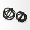 thumbnail image 4 of 9" Black Wooden Bead and Metal Orb Sculpture, 4 of 6