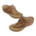 thumbnail image 5 of Xfvqtps Wedge Sandals for Women Flip Flops Flower Decor Arch Support Hollow out Soft Sole Non Slip Comfortable Breathable Casual Summer Walking Flatform Shoes Brown, 5 of 7