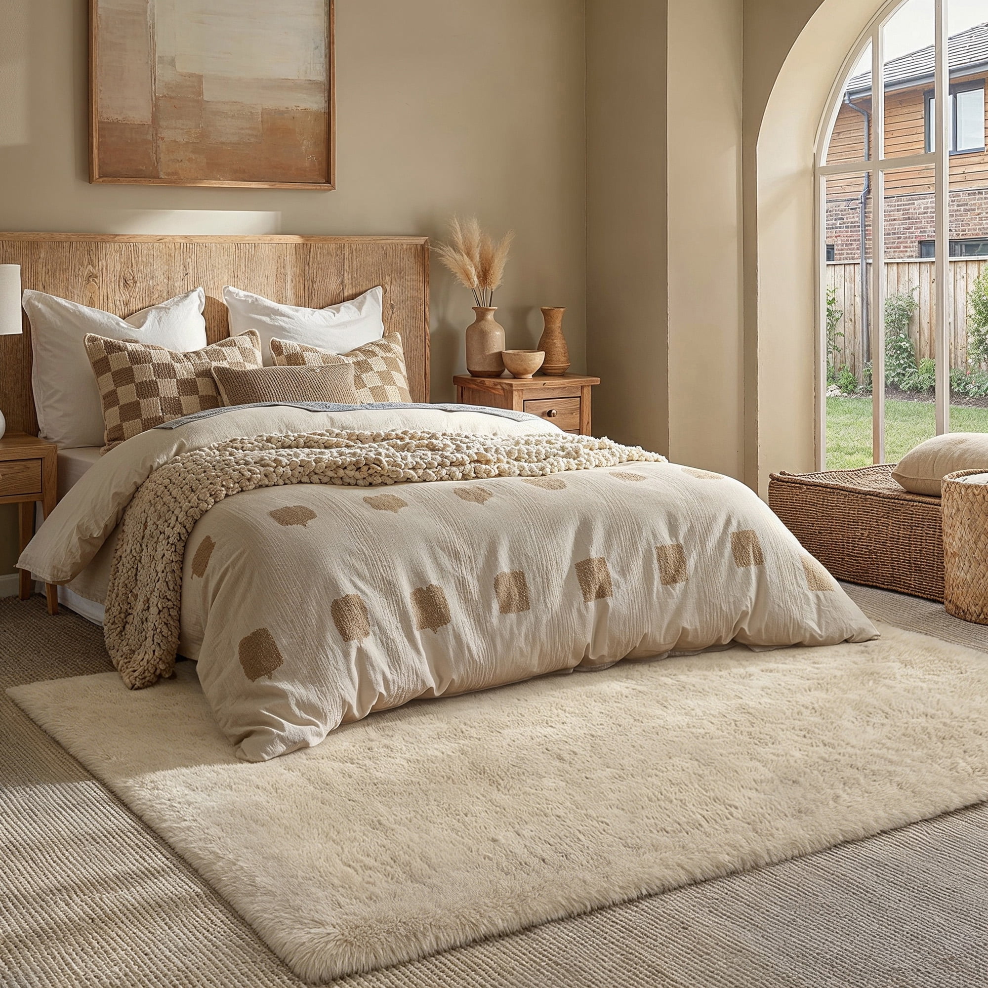 BERTHMEER 5'x7' Shag Area Rugs for Living Room Bedroom Dorm Office Laundry Modern Contemporary Plush Soft Carpets Indoor Fuzzy Fluffy Washable Rugs, Camel